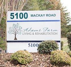 5100 Mackay road sign for Adams farms living location